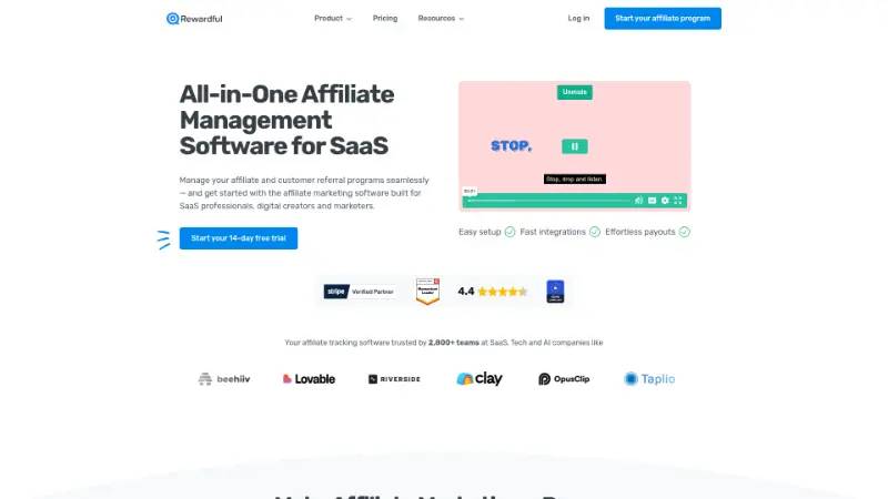 Rewardful — website screenshot